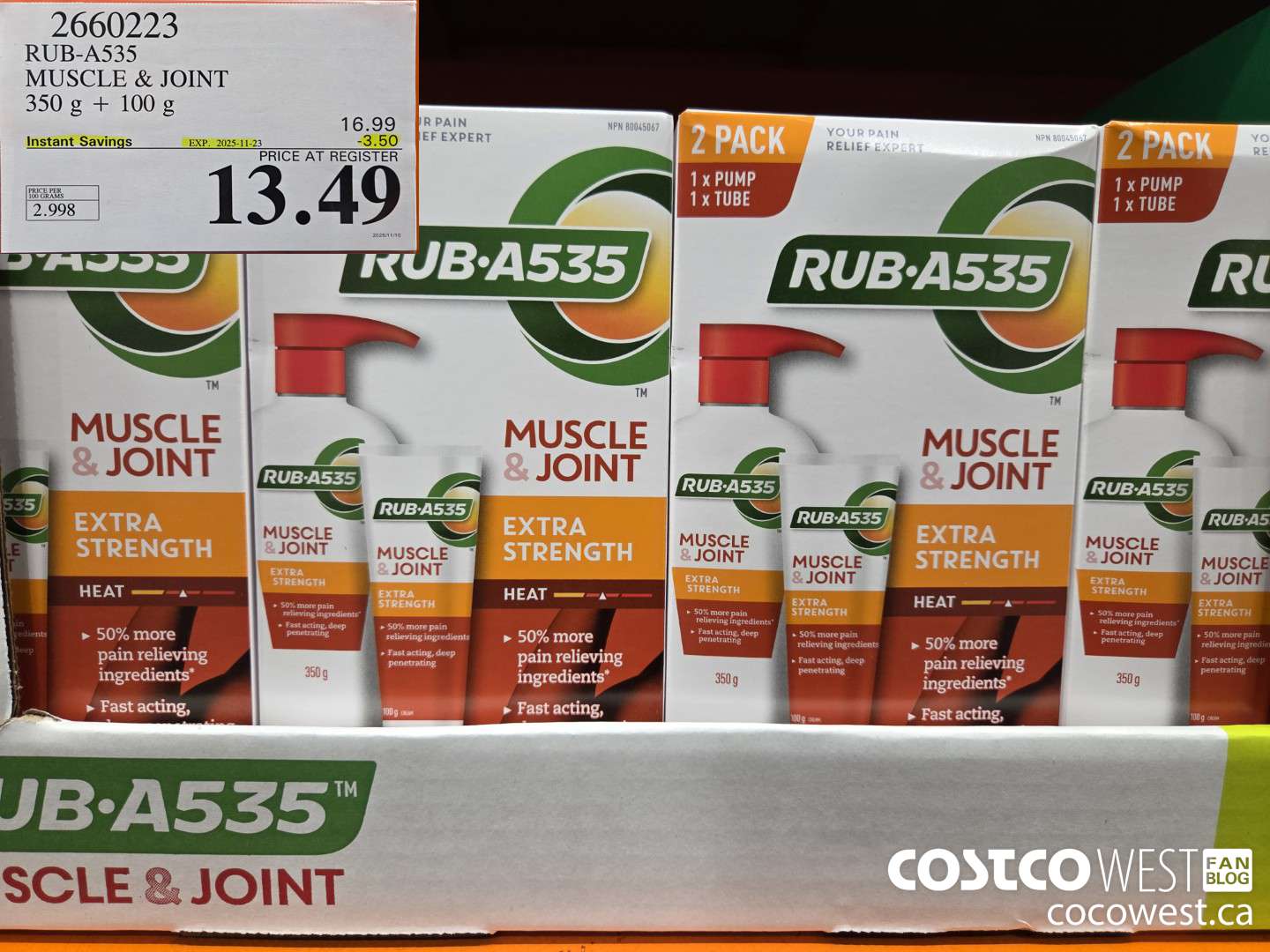 2660223 RUB-A535 MUSCLE & JOINT 350G + 100G ($3.50 INSTANT SAVINGS EXPIRES ON 2025-11-23) $13.49