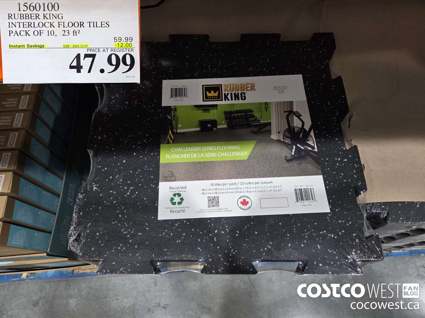 1560100 RUBBER KING INTERLOCK FLOOR TILES PACK OF 10 23FT2 ($12.00 INSTANT SAVINGS EXPIRES ON 2025-12-07) $47.99