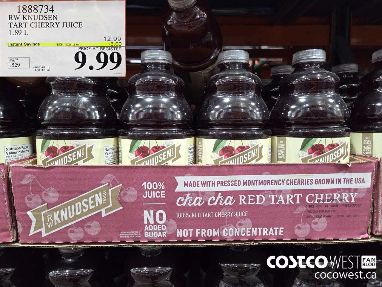 1888734 RW KNUDSEN TART CHERRY JUICE 1.89 L ($3.00 INSTANT SAVINGS EXPIRES ON 2025-11-04) $9.99