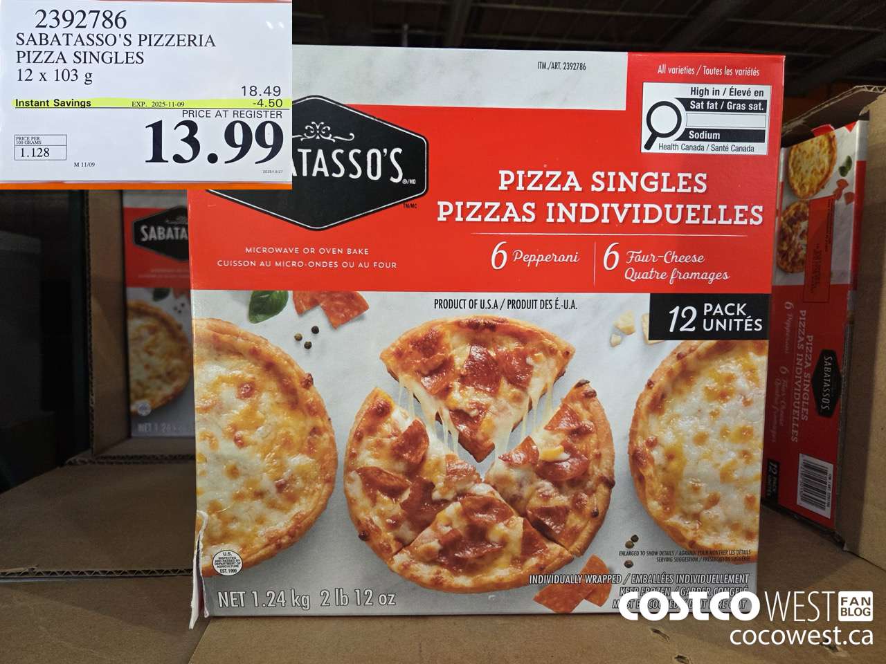 2392786 SABATASSO'S PIZZERIA PIZZA SINGLES 12 X 103G ($4.50 INSTANT SAVINGS EXPIRES ON 2025-11-09) $13.99