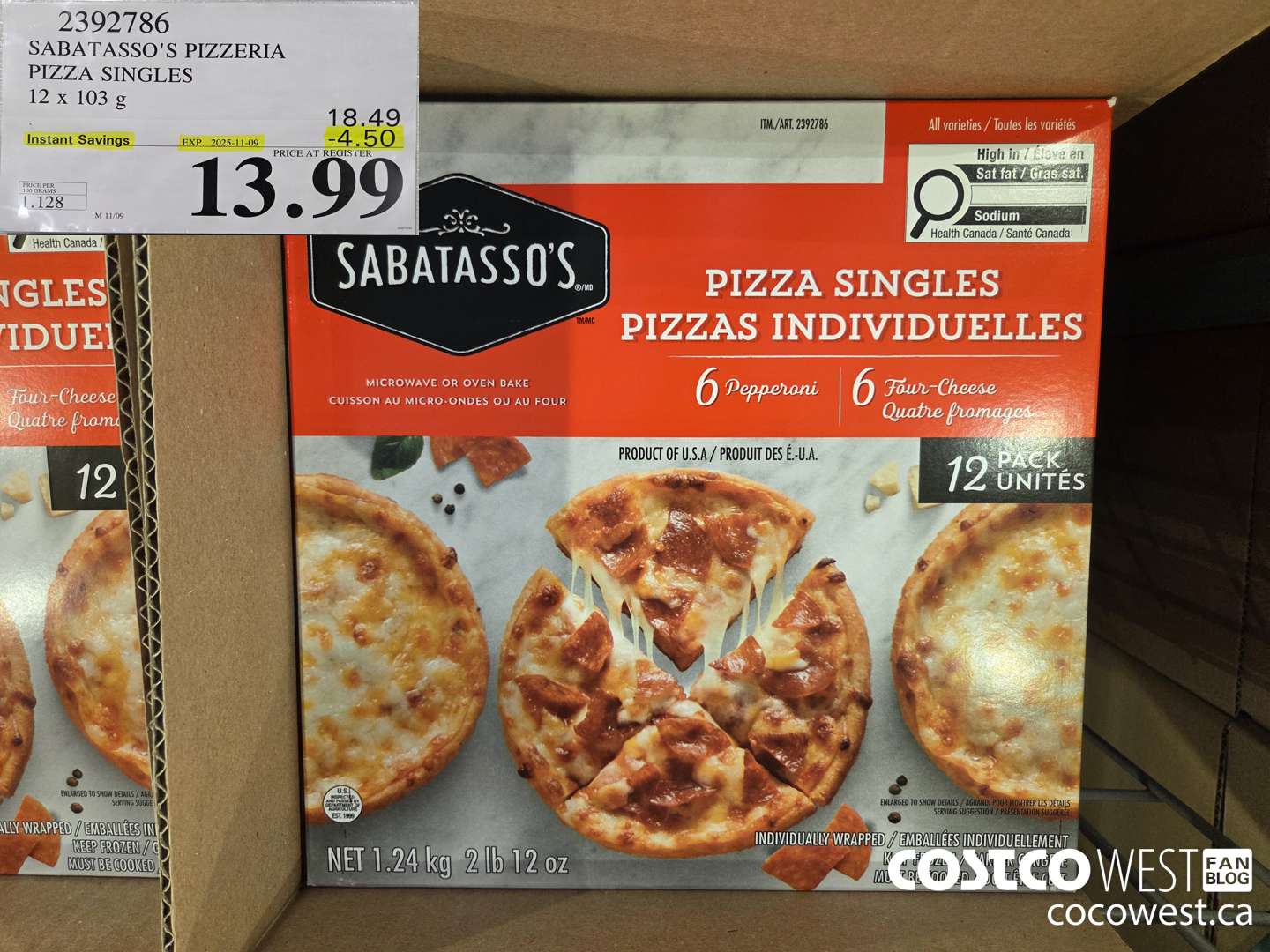 2392786 SABATASSO'S PIZZERIA PIZZA SINGLES 12 X 103G ($4.50 INSTANT SAVINGS EXPIRES ON 2025-11-09) $13.99