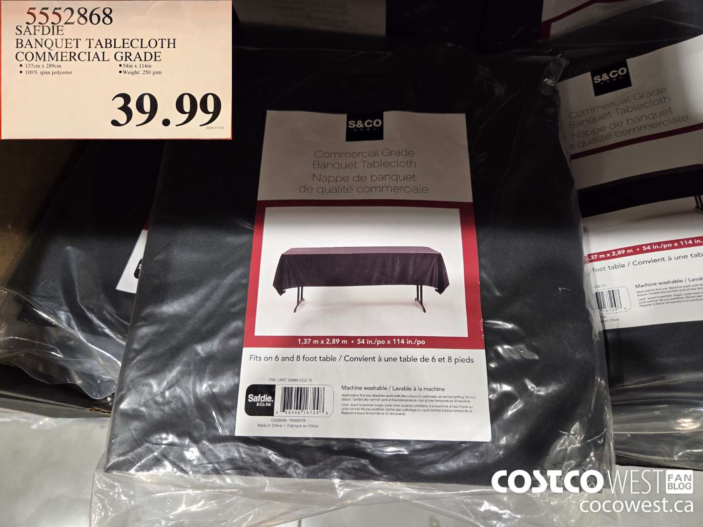 5552868 SAFDIE BANQUET TABLECLOTH COMMERCIAL GRADE $39.99