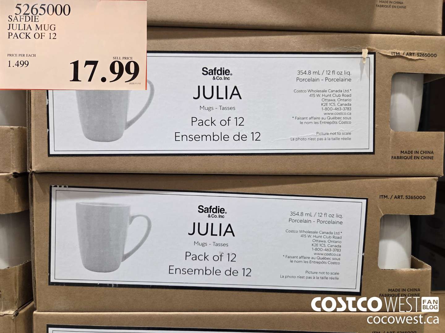5265000 SAFDIE JULIA MUG PACK OF 12 $17.99