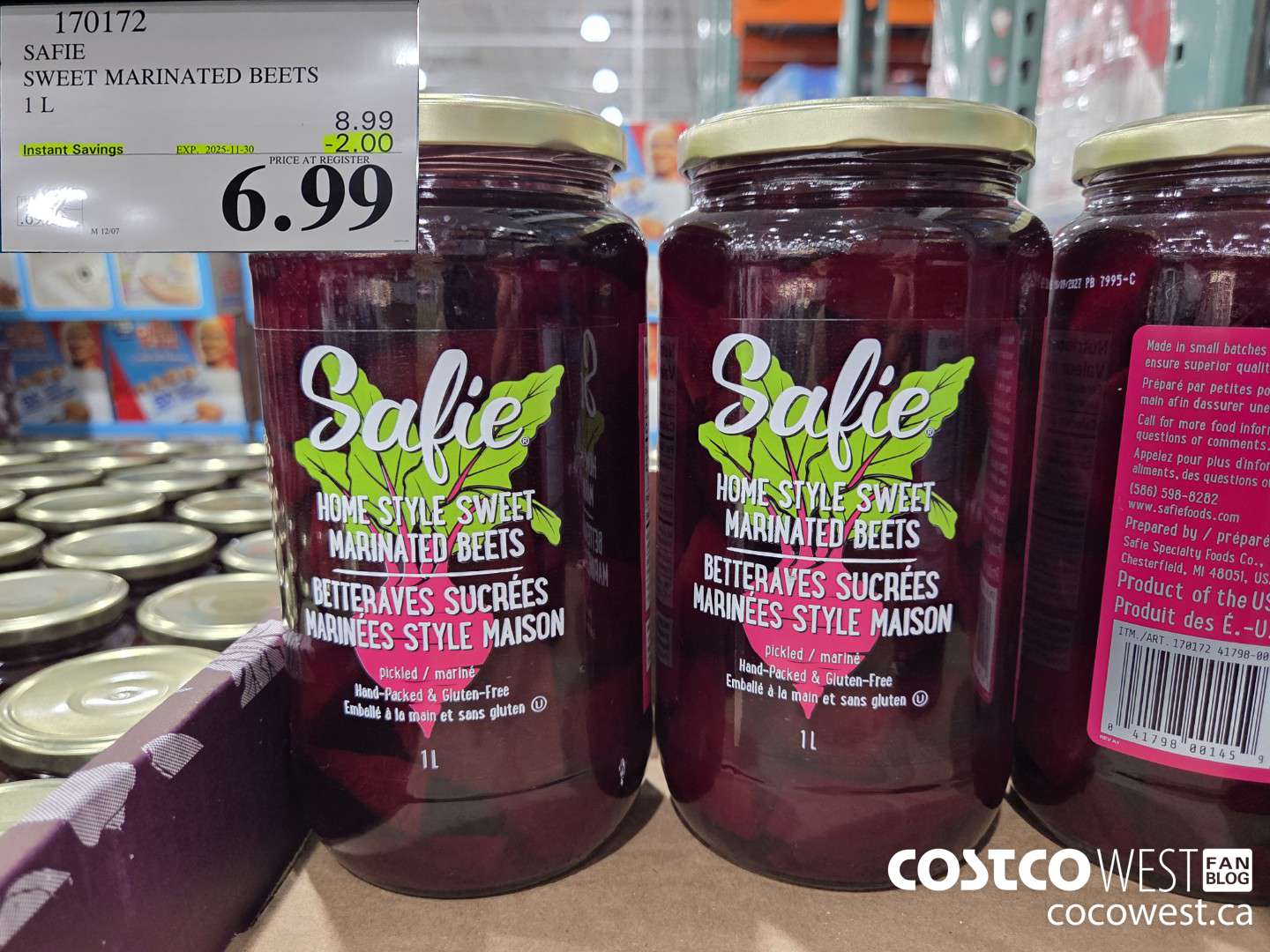 170172 SAFIE SWEET MARINATED BEETS 1L ($2.00 INSTANT SAVINGS EXPIRES ON 2025-11-30) $6.99