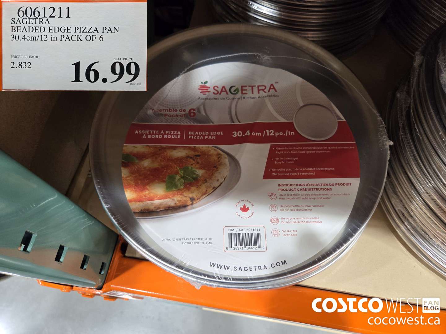 6061211 SAGETRA BEADED EDGE PIZZA PAN 30.4cm/12 in PACK OF 6 $16.99