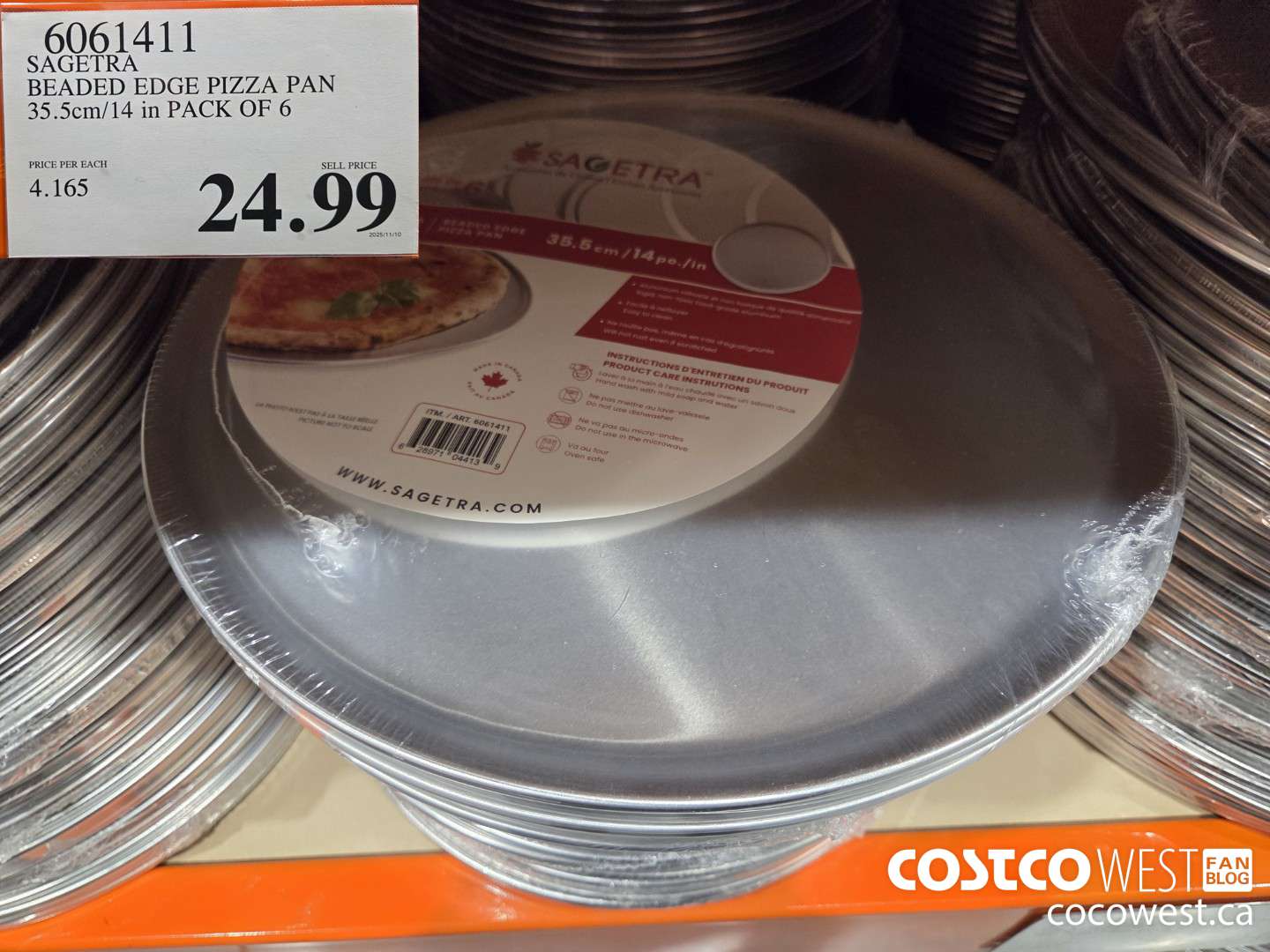 6061411 SAGETRA BEADED EDGE PIZZA PAN 35.5cm/14 in PACK OF 6 $24.99