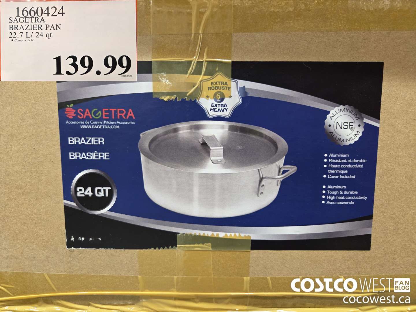 1660424 SAGETRA BRAZIER PAN 22.7 L/ 24 qt $139.99