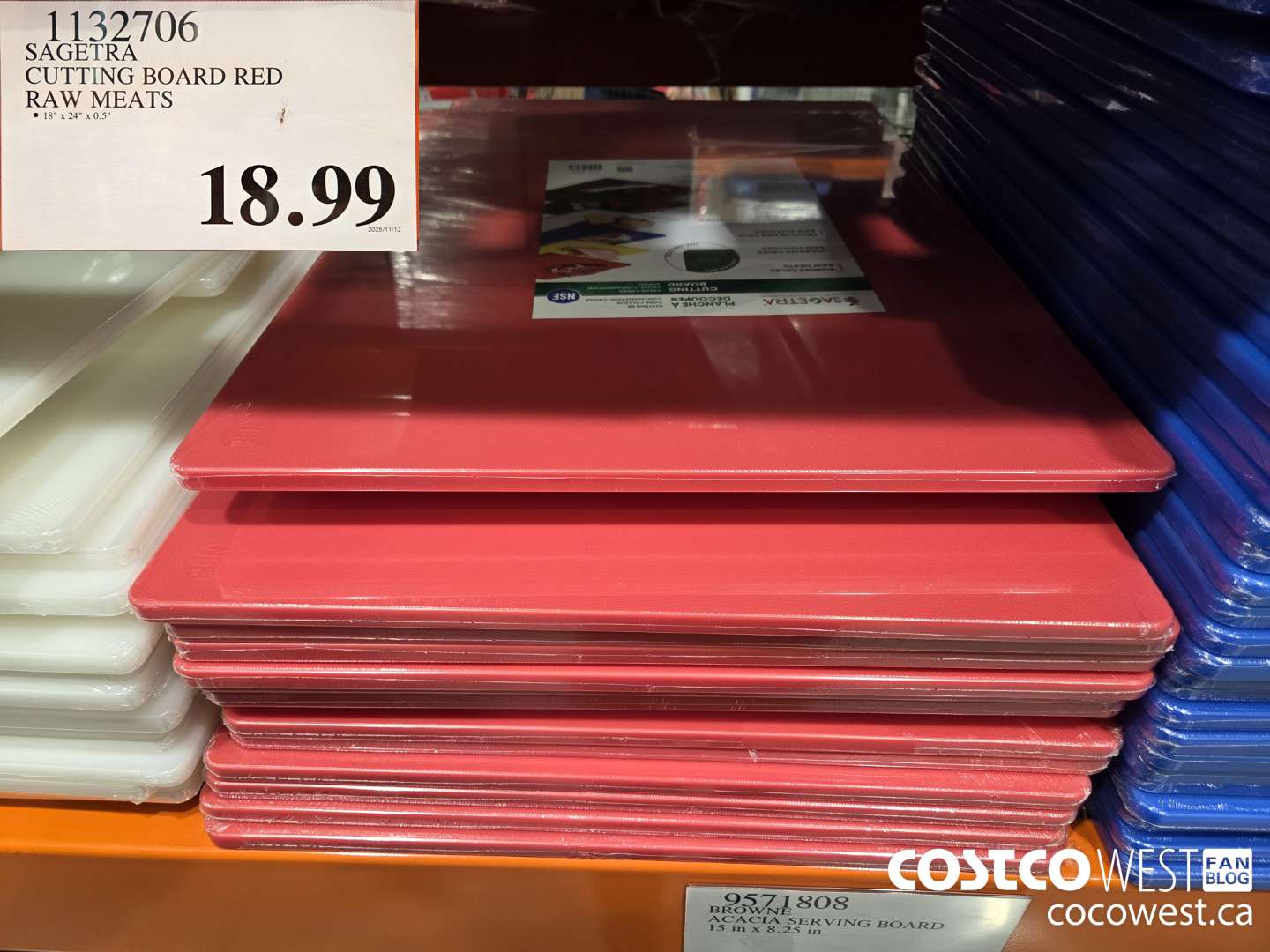 1132706 SAGETRA CUTTING BOARD RED RAW MEATS $18.99