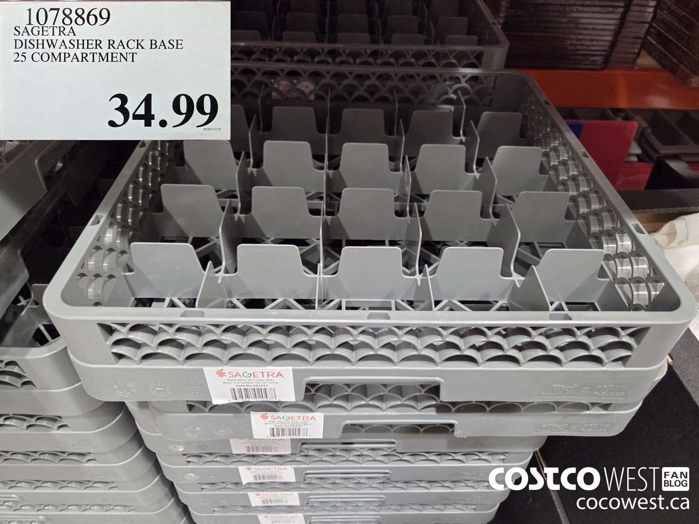 1078869 SAGETRA DISHWASHER RACK BASE 25 COMPARTMENT  $34.99