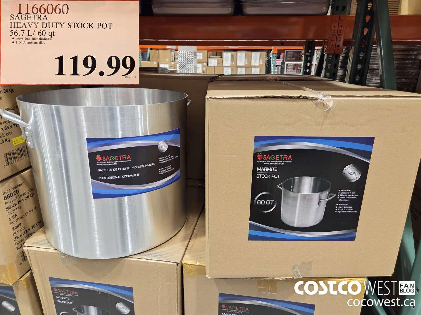 1166060 SAGETRA HEAVY DUTY STOCK POT 56.7 L / 60 QT $119.99