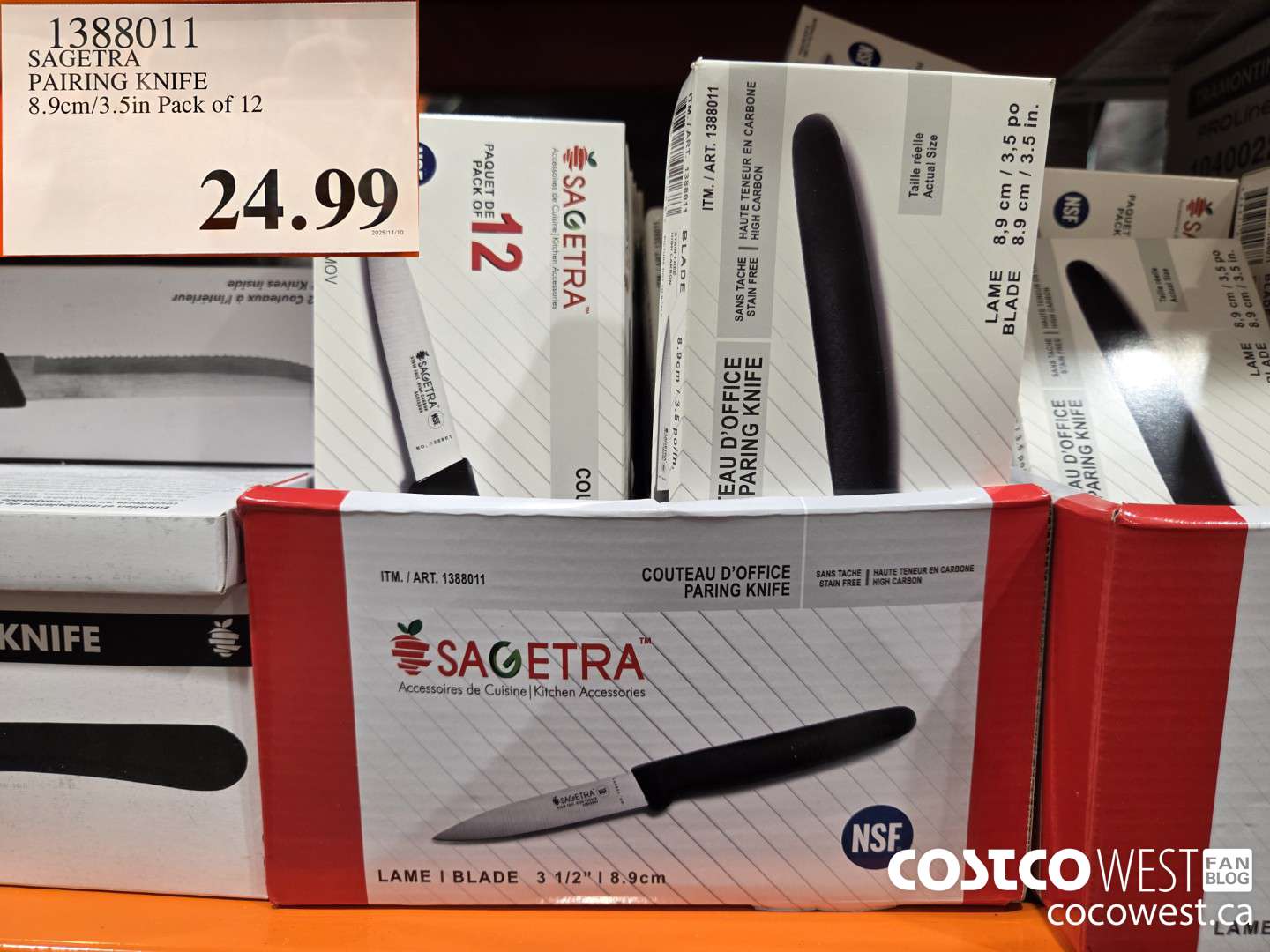 1388011 SAGETRA PAIRING KNIFE 8.9cm/3.5in Pack of 12 $24.99