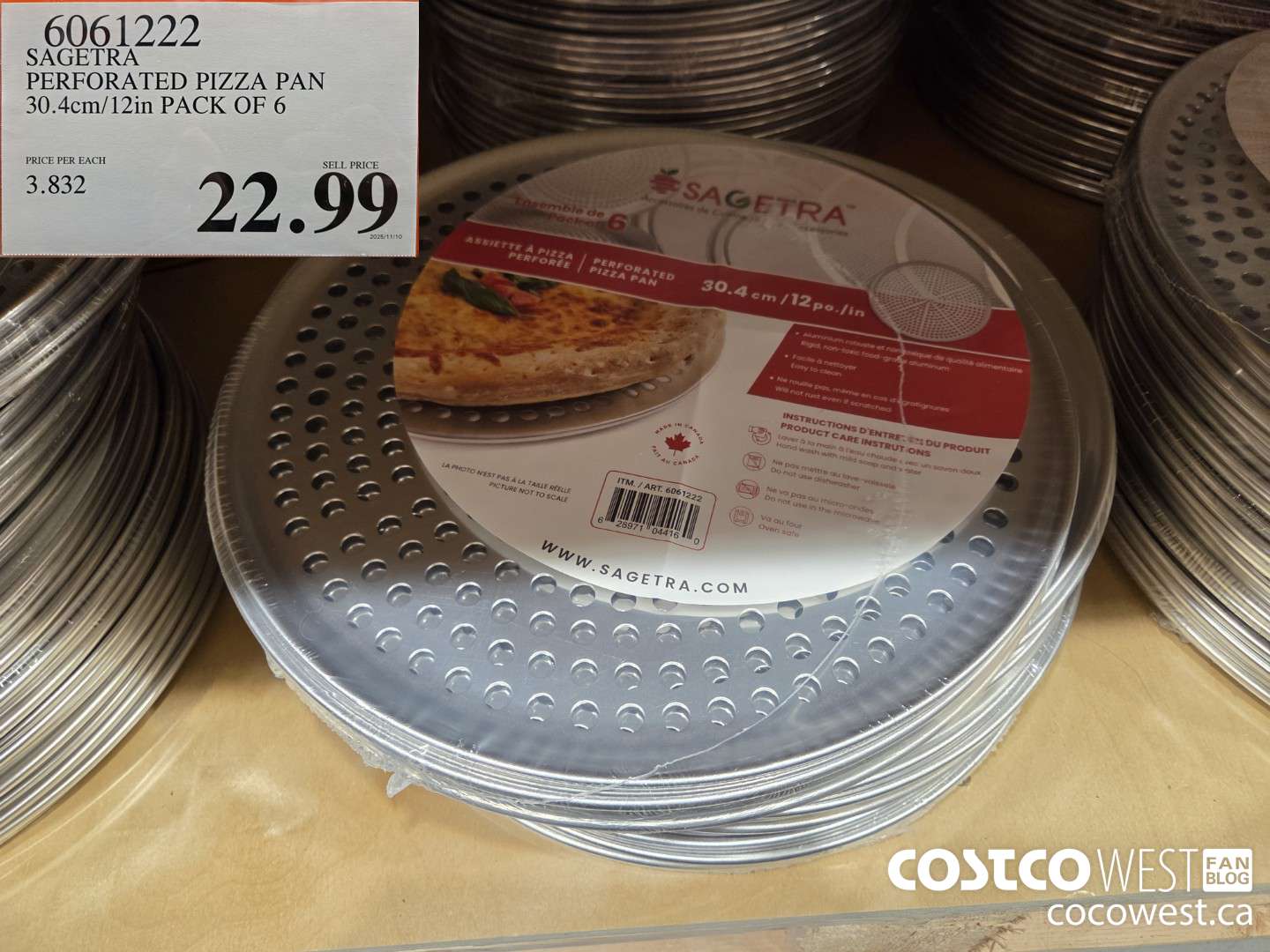 6061222 SAGETRA PERFORATED PIZZA PAN 30.4cm/12in PACK OF 6 $22.99