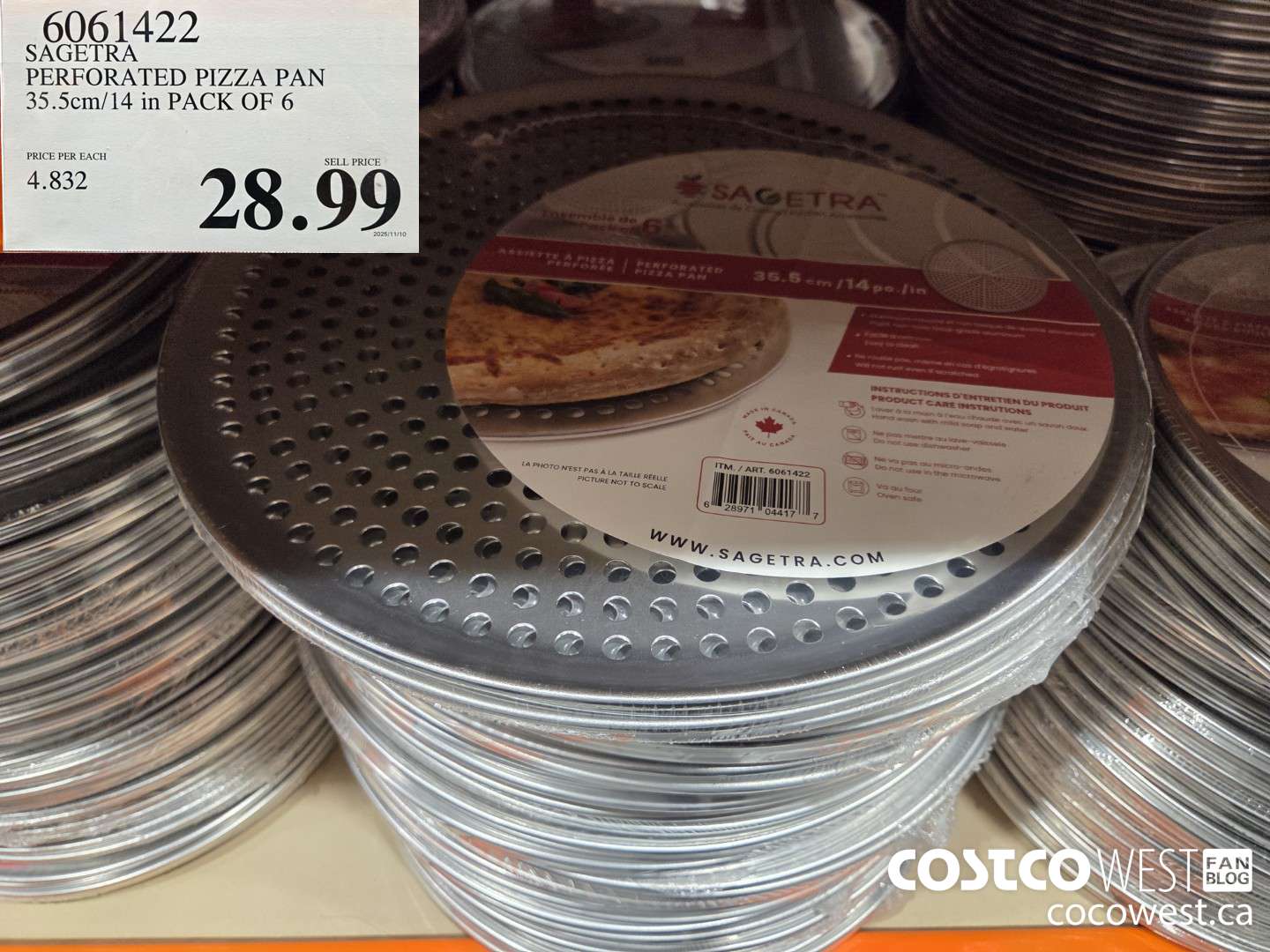 6061422 SAGETRA PERFORATED PIZZA PAN 35.5cm/14 in PACK OF 6 $28.99