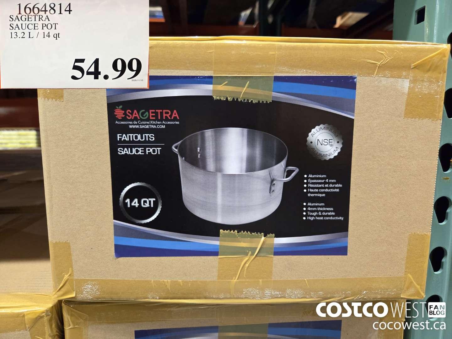 1664814 SAGETRA SAUCE POT 13.2L/14qt  $54.99