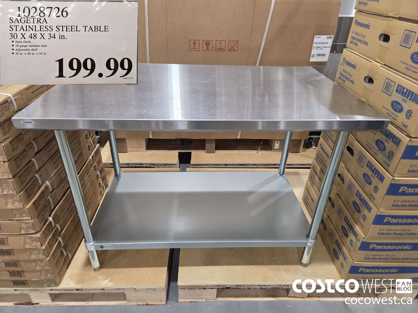 1028726 SAGETRA STAINLESS STEEL TABLE 30 x 48 x 34 in. $199.99