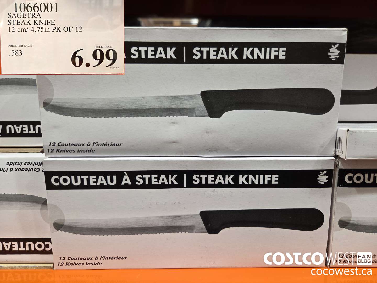 1066001 SAGETRA STEAK KNIFE 12 cm/ 4.75 in PK OF 12 $6.99