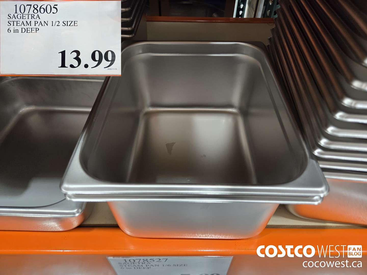 1078605 SAGETRA STEAM PAN 1/2 SIZE 6 in DEEP $13.99