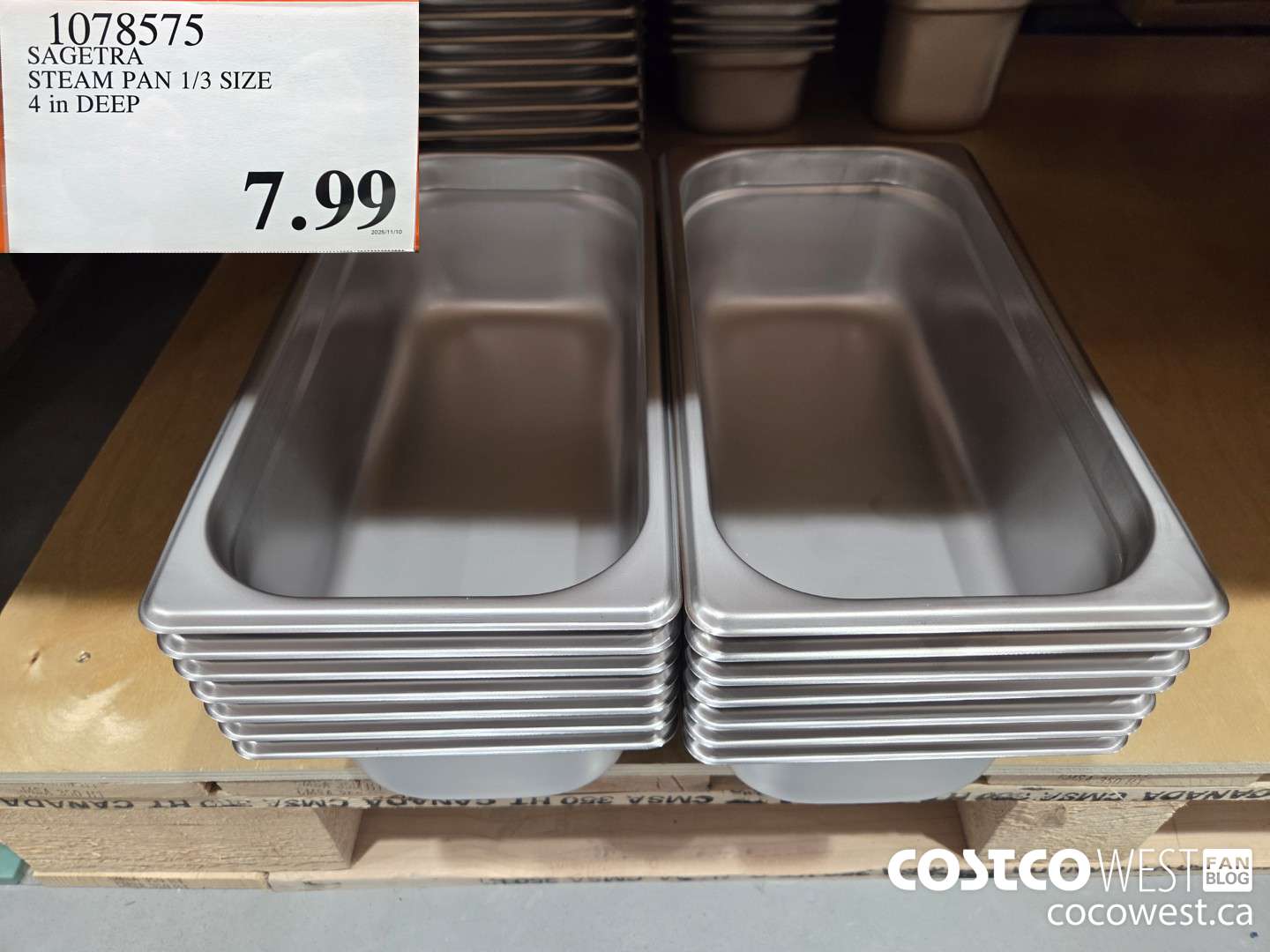 1078575 SAGETRA STEAM PAN 1/3 SIZE 4 in DEEP  $7.99