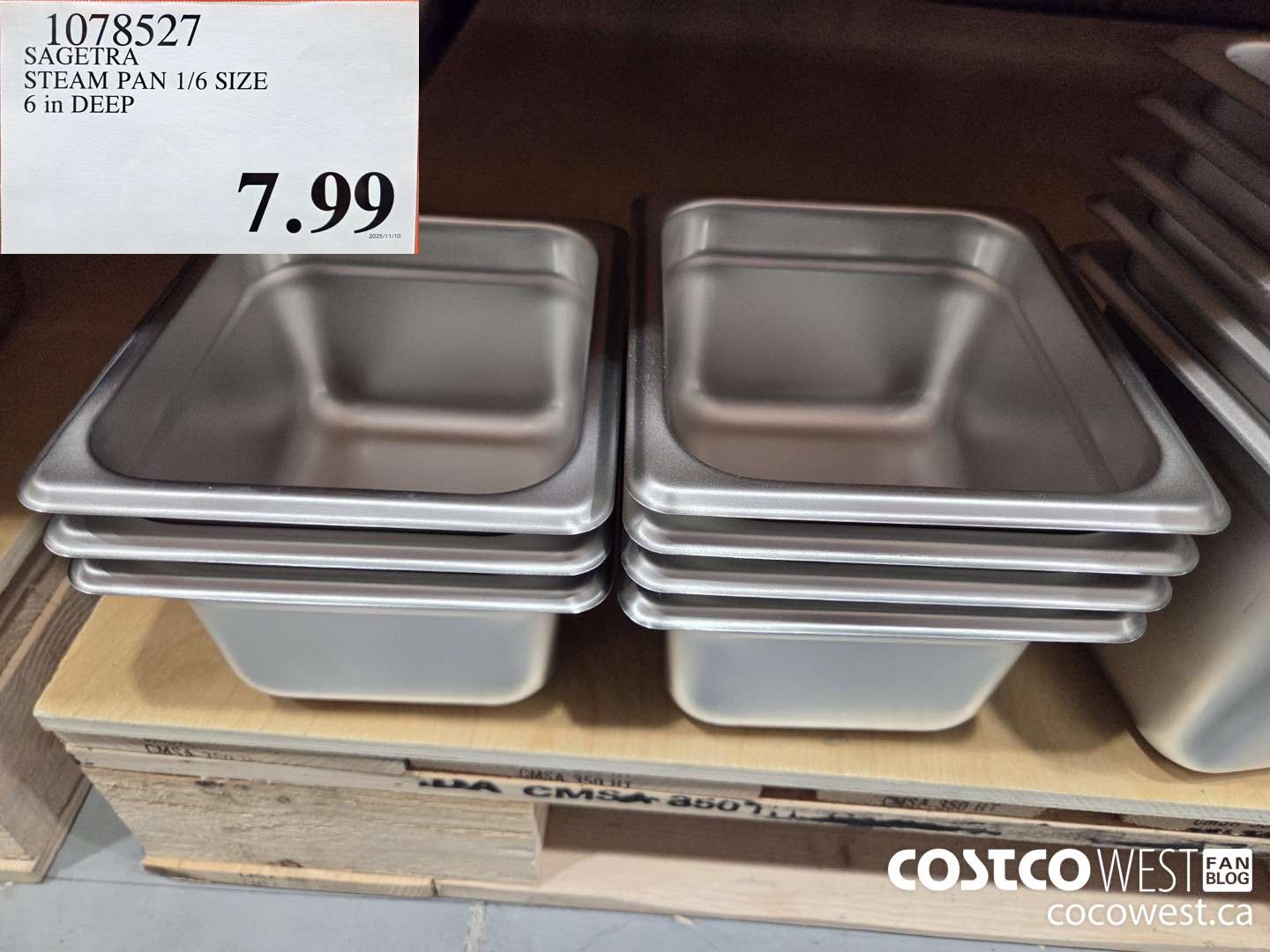 1078527 SAGETRA STEAM PAN 1/6 SIZE 6 in DEEP $7.99