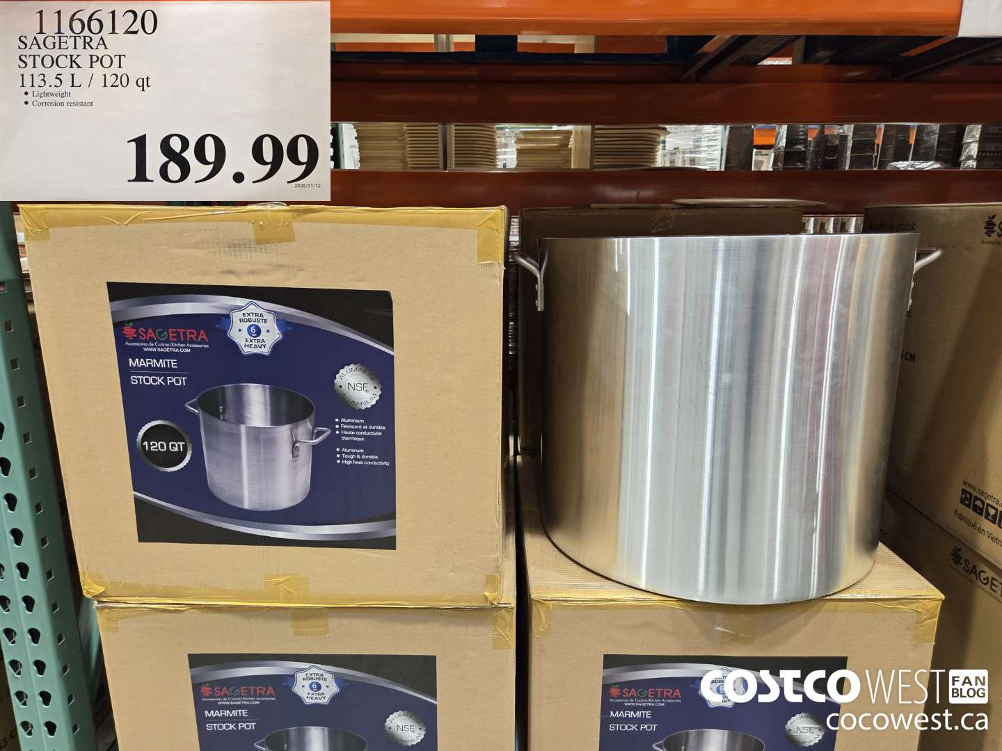 1166120 SAGETRA STOCK POT 113.5 L / 120 qt $189.99