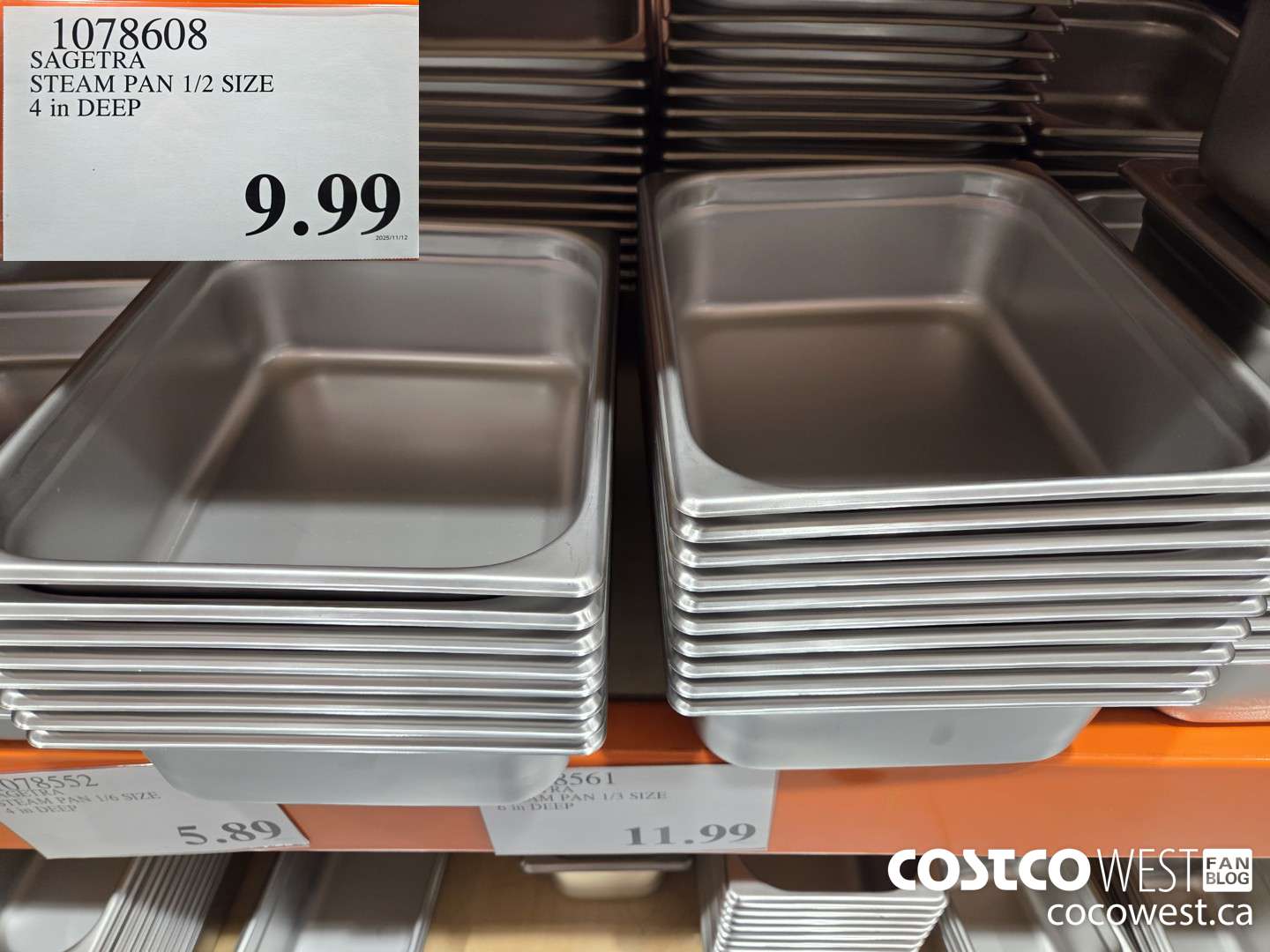 1078608 SAGET STEAM PAN 1/2 SIZE 4 in DEEP  $9.99