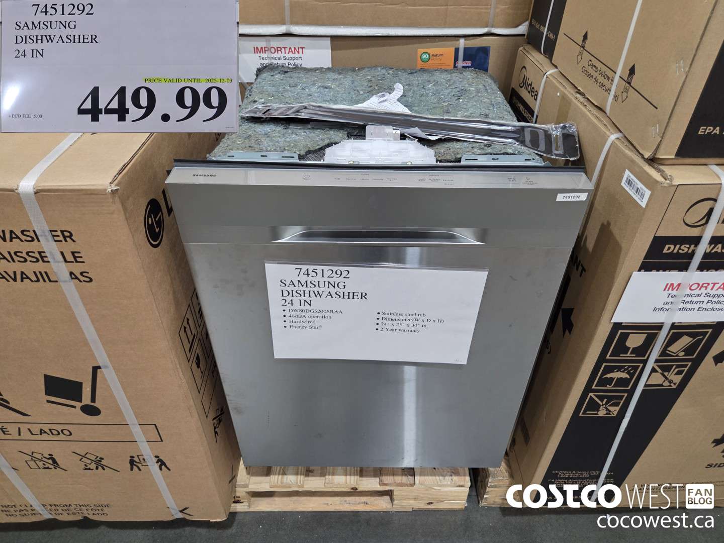 7451292 SAMSUNG DISHWASHER 24IN  (EXPIRES ON 2025-12-03) $449.99