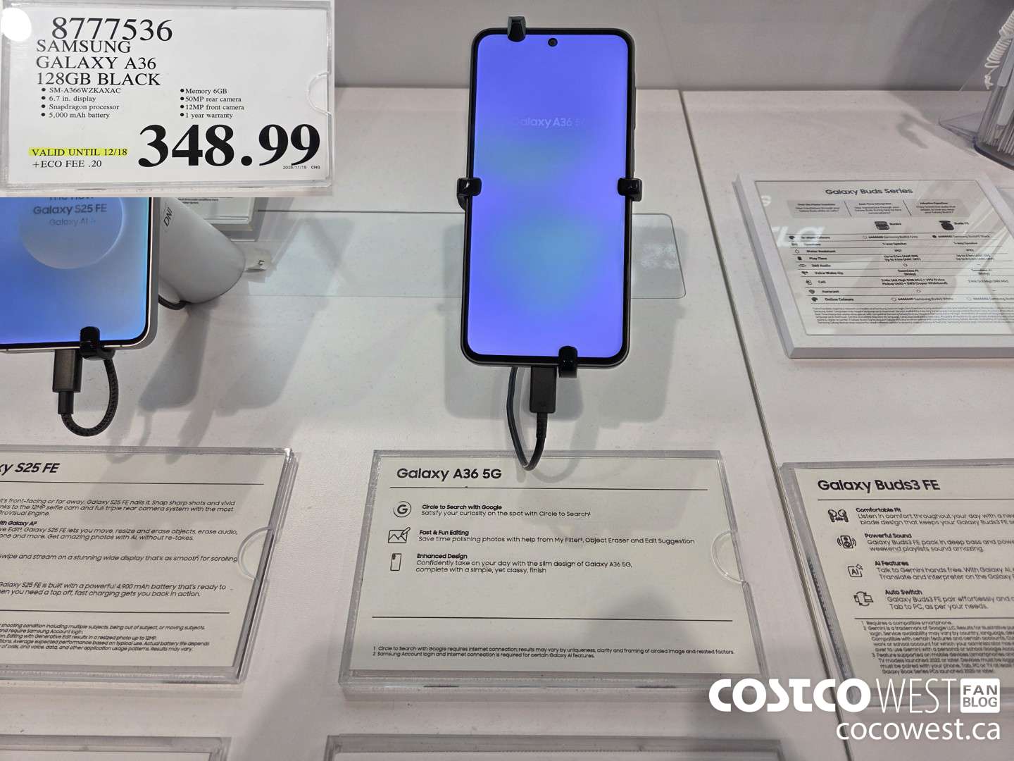 8777536 SAMSUNG GALAXY A36 128GB BLACK (EXPIRES ON 2025-12-18) $348.99