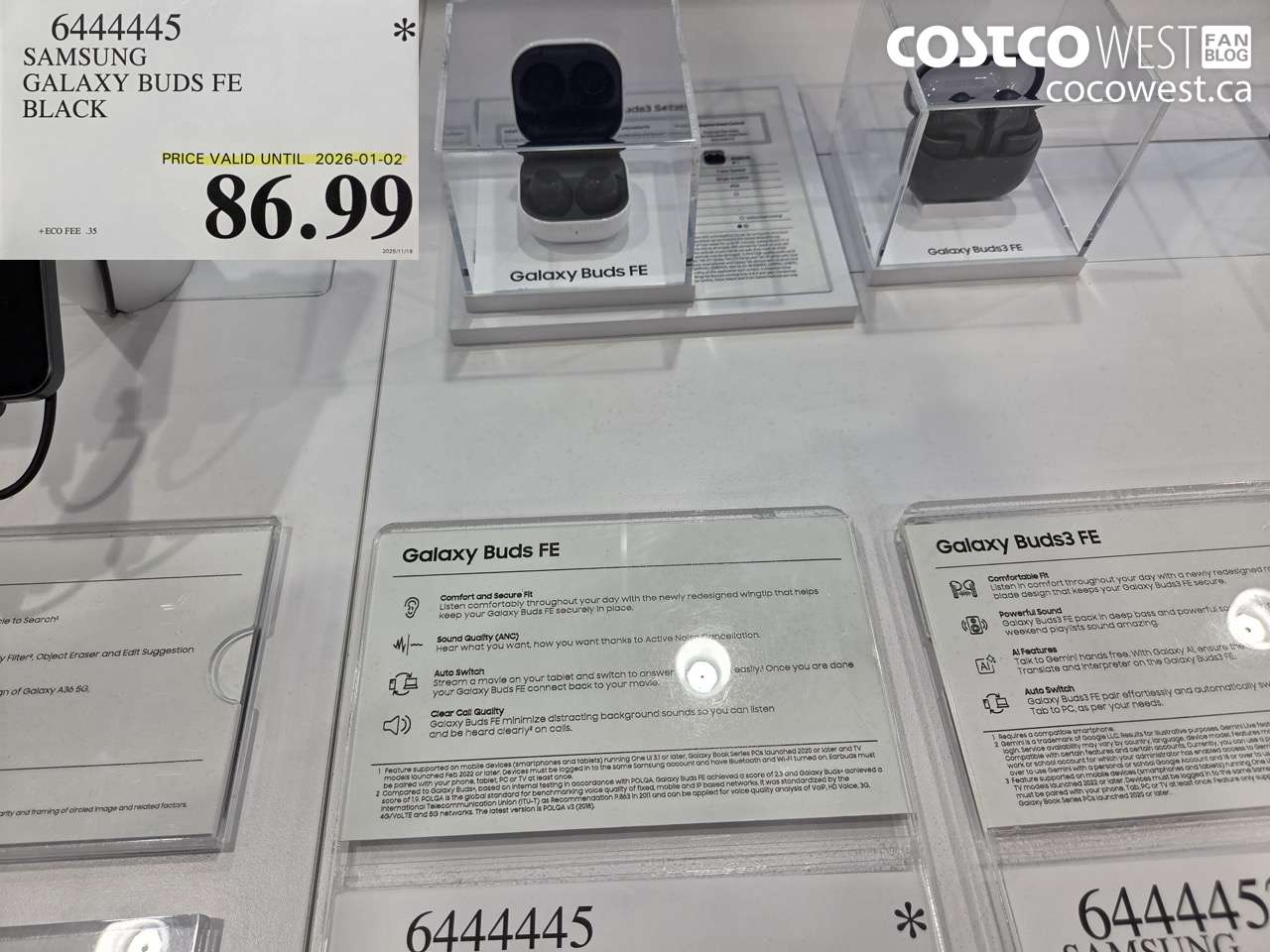 6444445 SAMSUNG GALAXY BUDS FE BLACK ($50.00 INSTANT SAVINGS EXPIRES ON 2025-01-02) $86.99