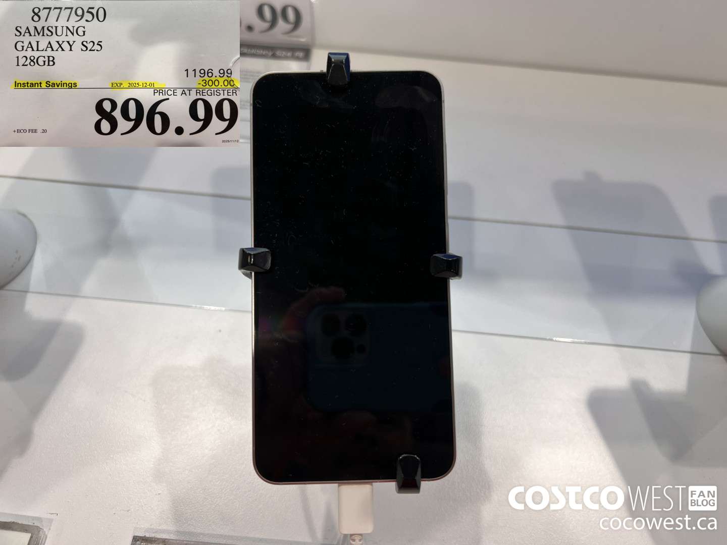 8777950 SAMSUNG GALAXY S25 128GB ($300.00 INSTANT SAVINGS EXPIRES ON 2025-12-01) $896.99