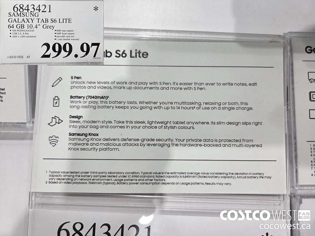 6843421 SAMSUNG GALAXY TAB S6 LITE 64GB GREY $299.97