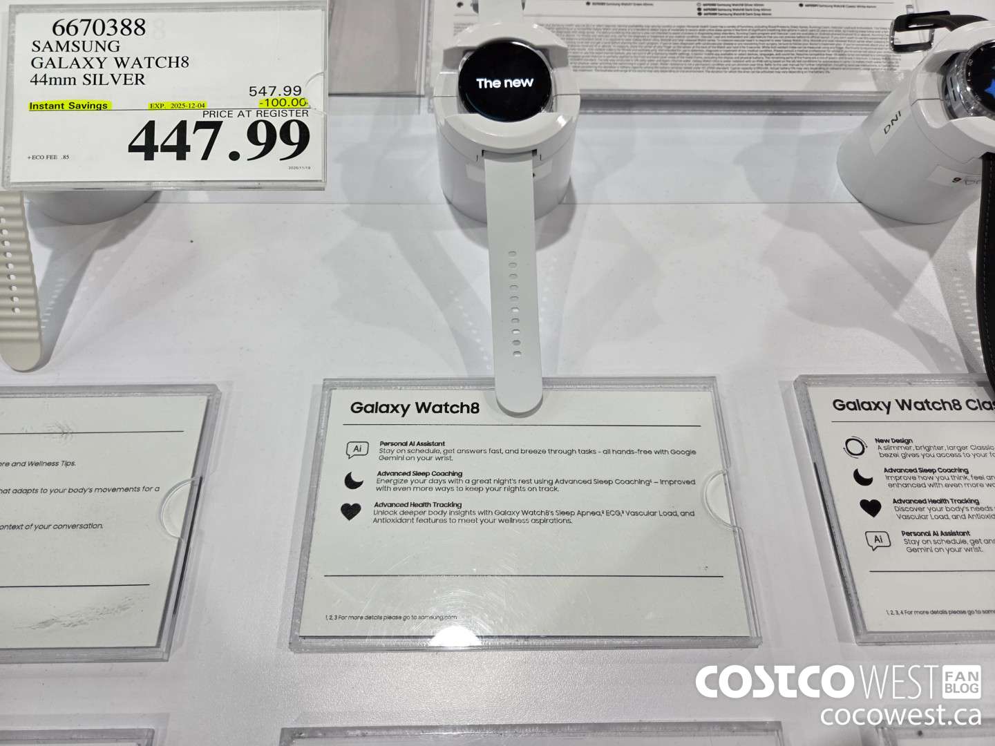 6670388 SAMSUNG GALAXY WATCH8 44MM SILVER ($100.00 INSTANT SAVINGS EXPIRES ON 2025-12-04) $447.99