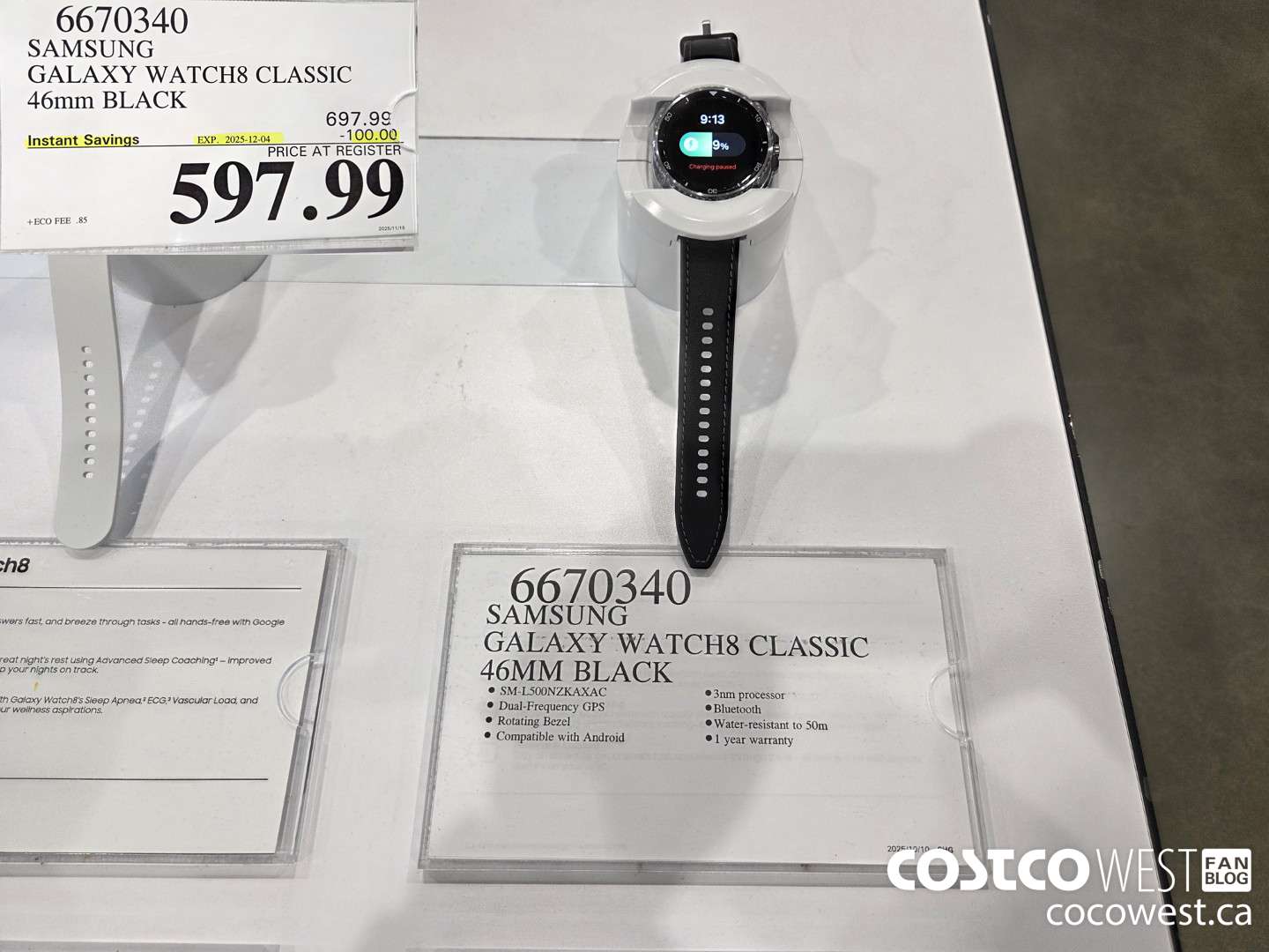 6670340 SAMSUNG GALAXY WATCH8 CLASSIC 46MM BLACK ($100.00 INSTANT SAVINGS EXPIRES ON 2025-12-04) $597.99