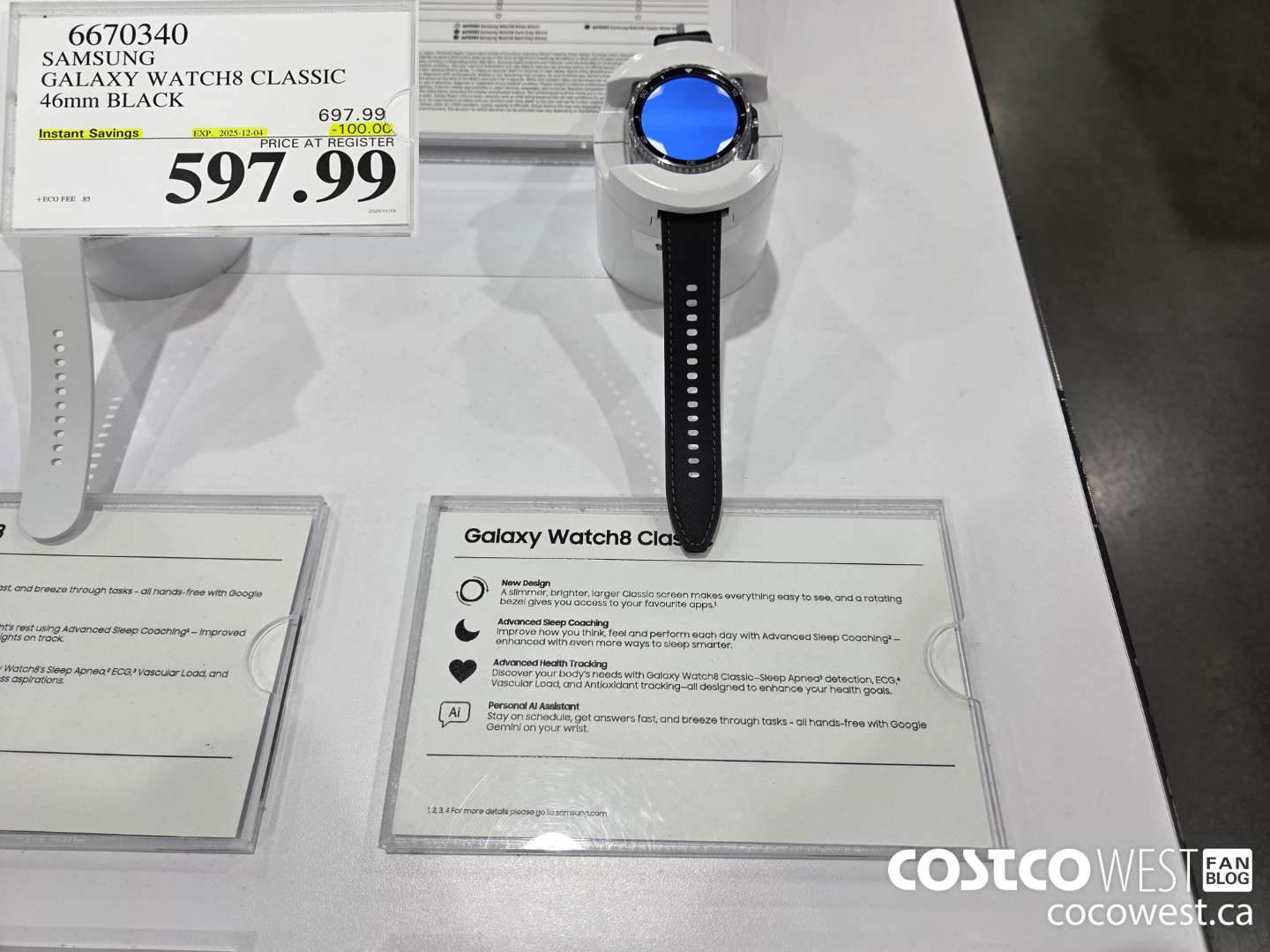 6670340 SAMSUNG GALAXY WATCH8 CLASSIC 46MM BLACK ($100.00 INSTANT SAVINGS EXPIRES ON 2025-12-04) $597.99