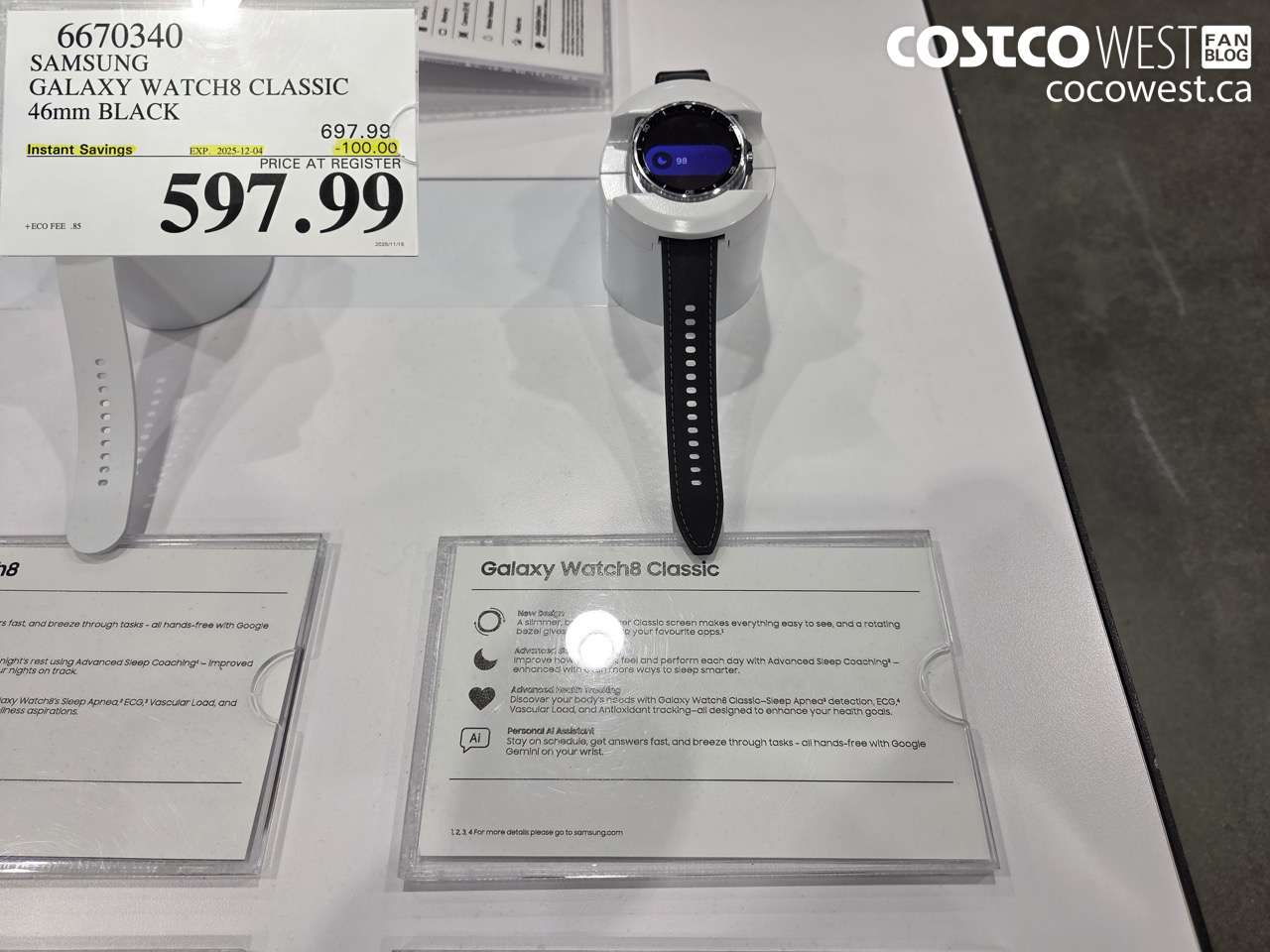 6670340 SAMSUNG GALAXY WATCH8 CLASSIC 46MM BLACK ($100.00 INSTANT SAVINGS EXPIRES ON 2025-12-04) $597.99