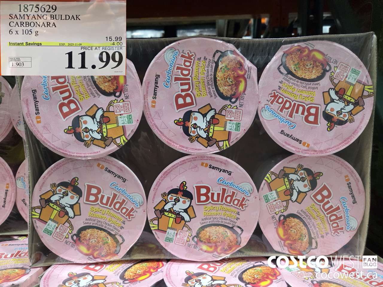 1875629 SAMYANG BULDAK CARBONARA 6 x 105 g ($4.00 INSTANT SAVINGS EXPIRES ON 2025-11-09) $11.99