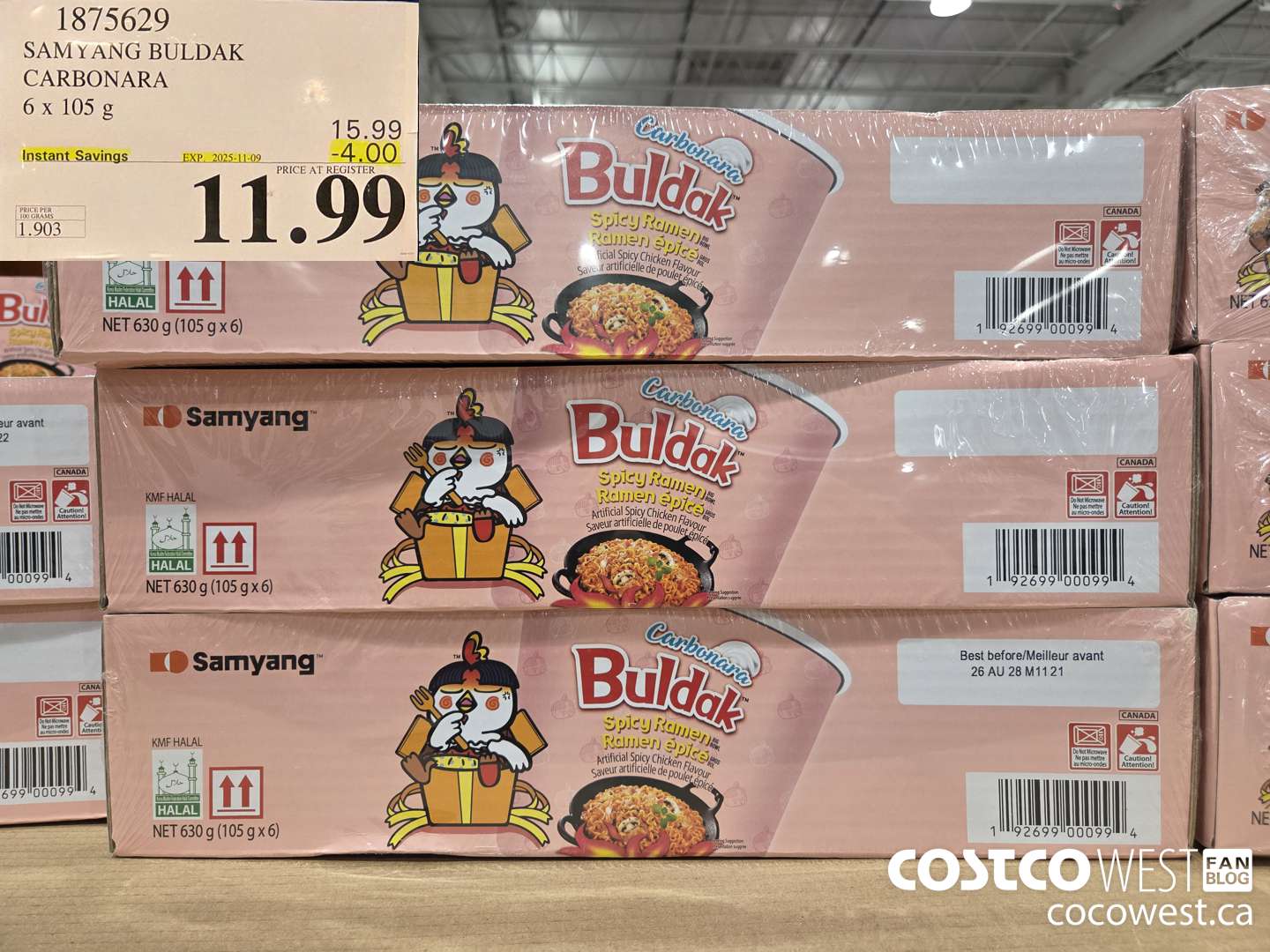 1875629 SAMYANG BULDAK CARBONARA 6 x 105 g ($4.00 INSTANT SAVINGS EXPIRES ON 2025-11-09) $11.99