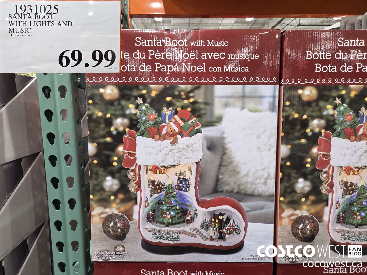 1931025 SANTA BOOT WITH LIGHTS AND MUSIC $69.99