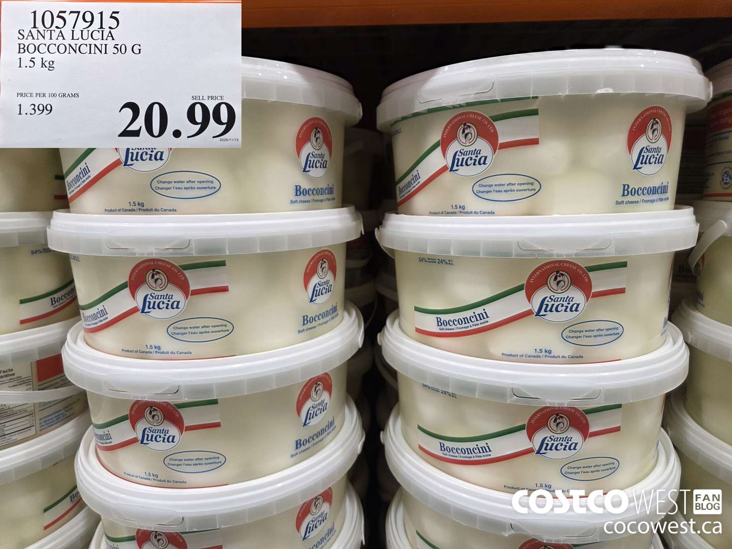 1057915 SANTA LUCIA BOCCONCINI 50 G 1.5 kg $20.99