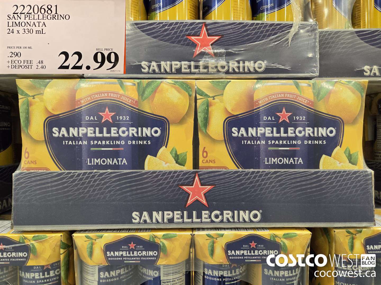 2220681 SAN PELLEGRINO LIMONATA 24 x 330 mL $22.99