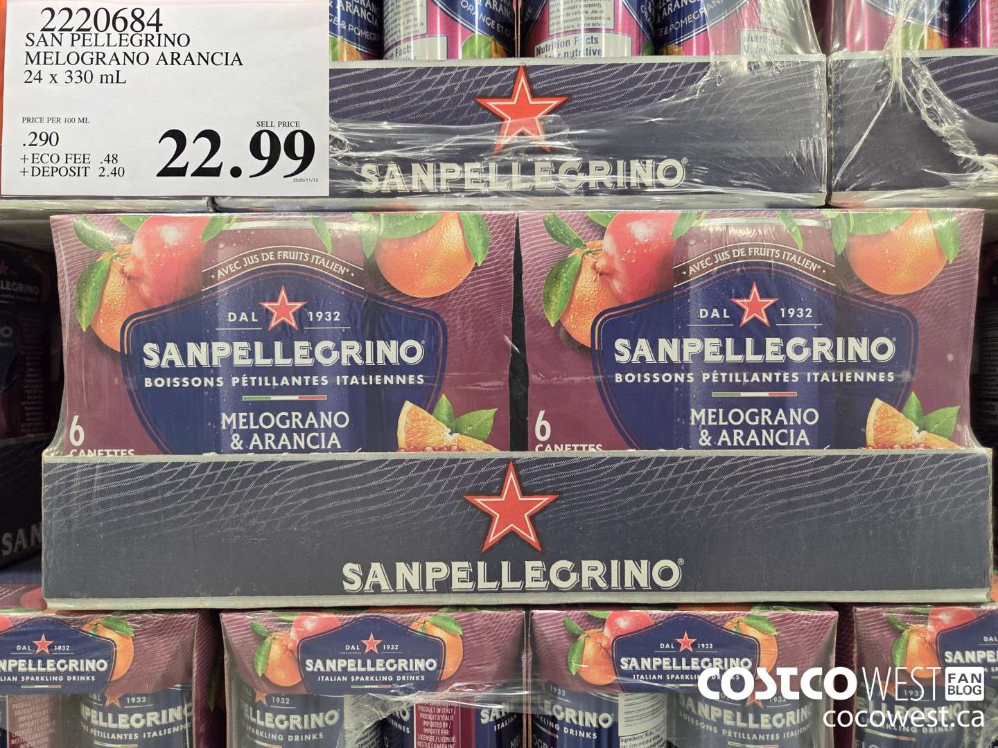 2220684 SAN PELLEGRINO MELOGRANO ARANCIA 24 x 330ml $22.99