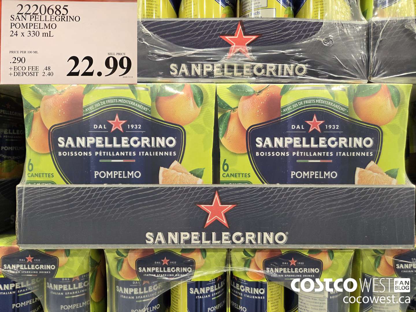 2220685 SAN PELLEGRINO POMPELMO 24 x 330 mL $22.99
