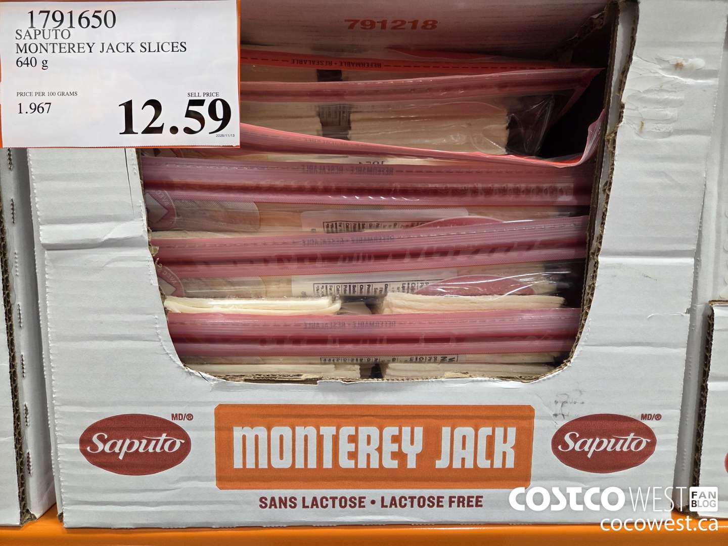 1791650 SAPUTO MONTEREY JACK SLICES 640G $12.59