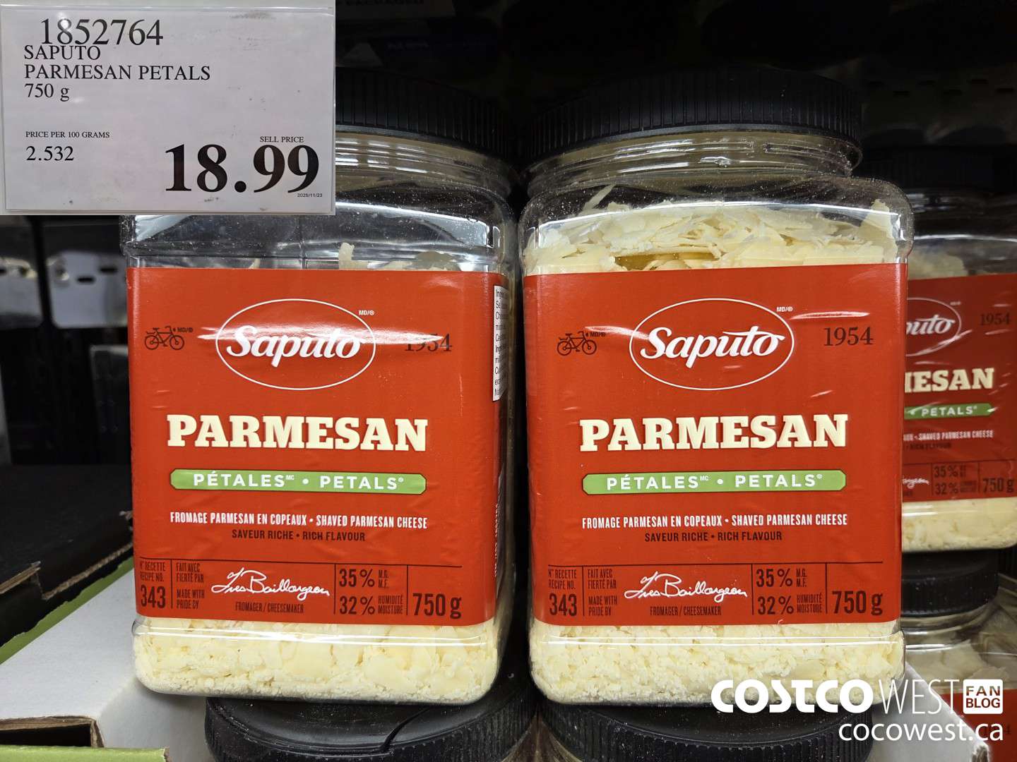 1852764 SAPUTO PARMESAN PETALS 750G $18.99