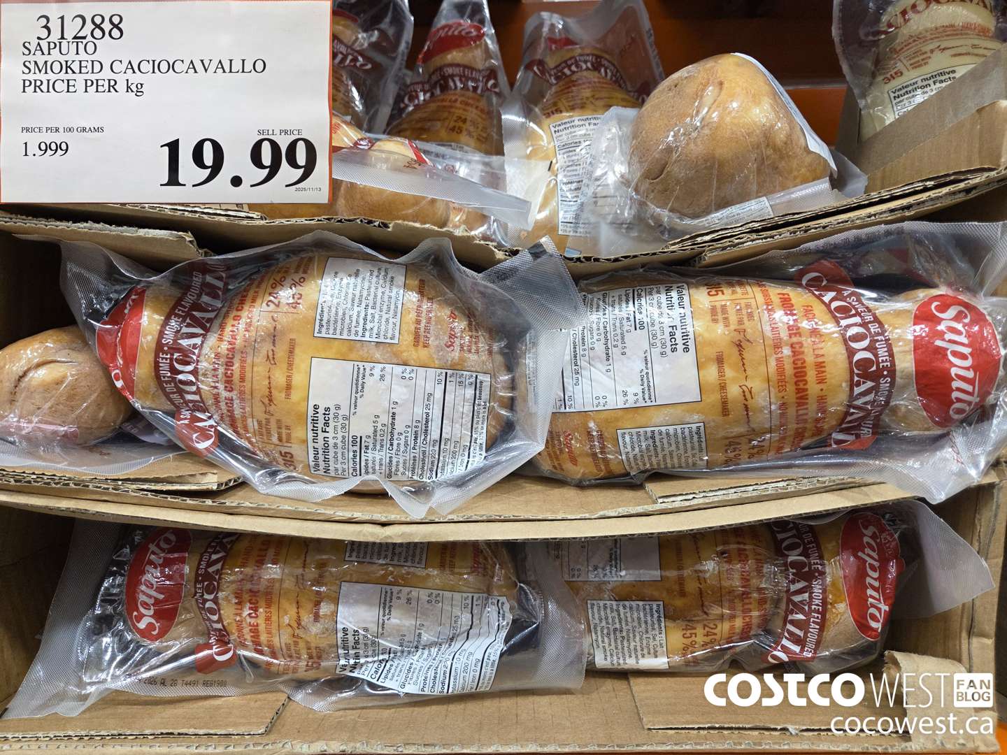 31288 SAPUTO SMOKED CACIOCAVALLO PRICE PER kg $19.99