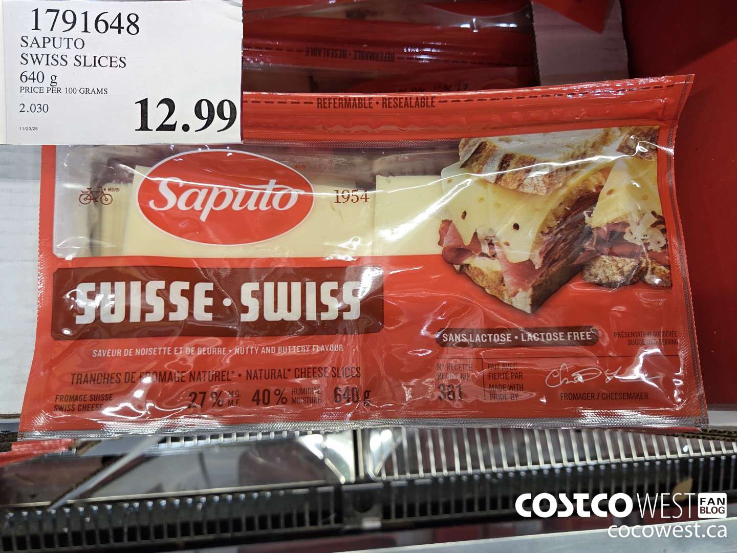 1791648 SAPUTO SWISS SLICES 640G $12.99
