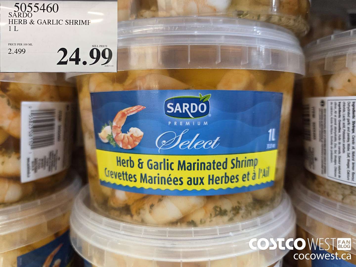 5055460 SARDO HERB & GARLIC SHRIMP 1L $24.99
