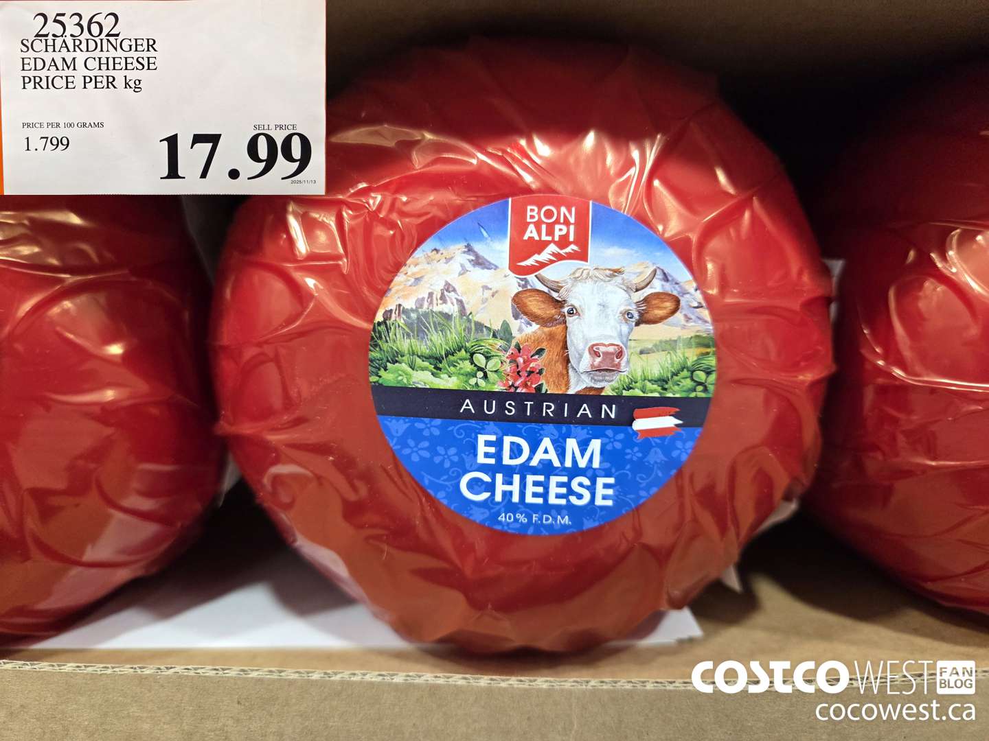 25362 SCHARDINGER EDAM CHEESE PRICE PER kg $17.99