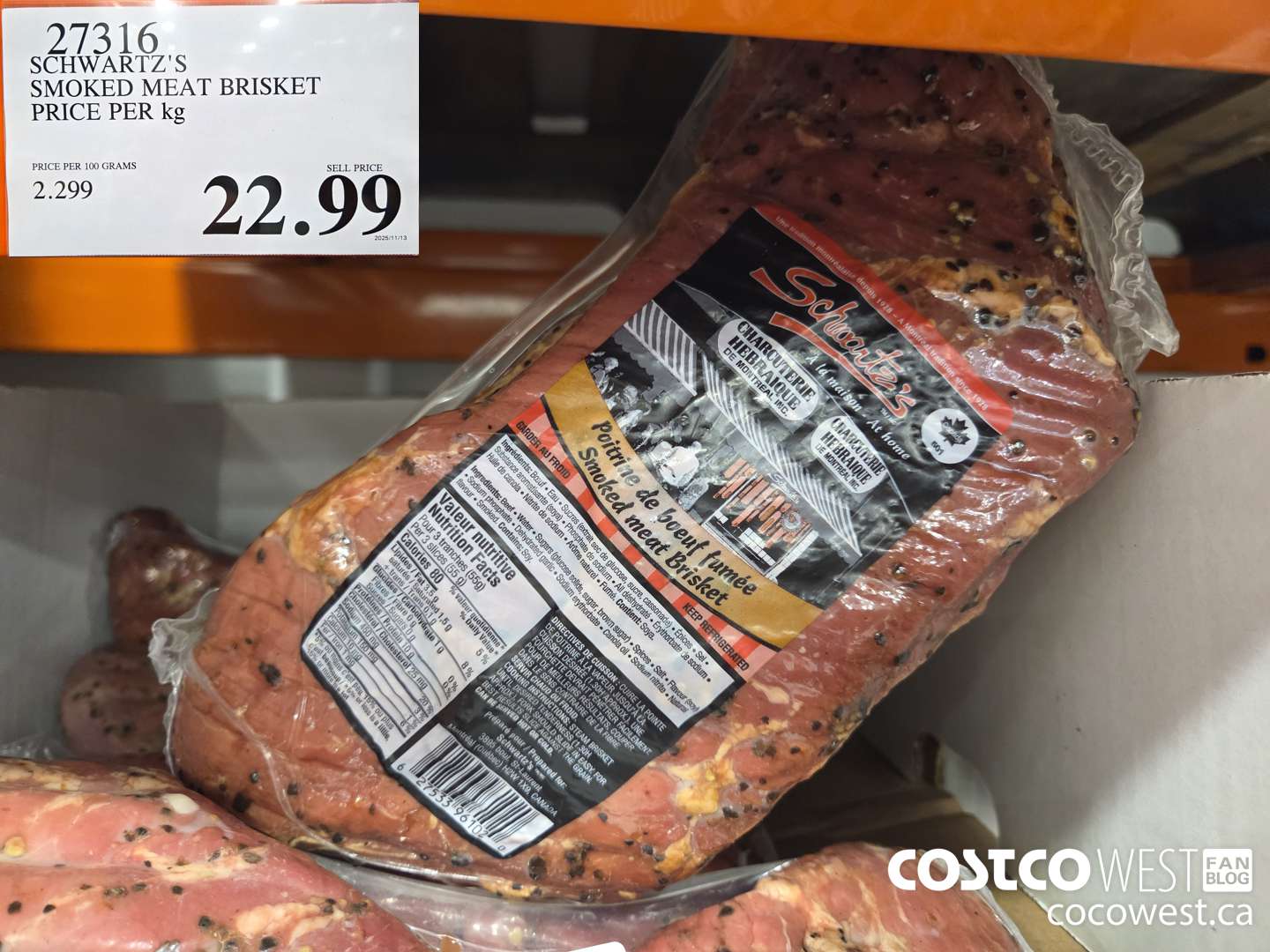 27316 SCHWARTZ'S SMOKED MEAT BRISKET PRICE PER kg $22.99