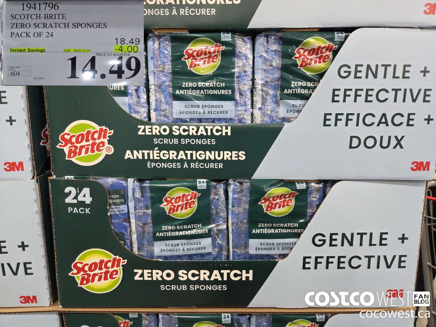 1941796 SCOTCH-BRITE ZERO SCRATCH SPONGES PACK OF 24 ($4.00 INSTANT SAVINGS EXPIRES ON 2025-12-07) $14.49