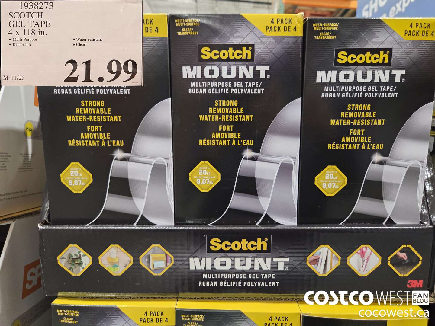1938273 SCOTCH GEL TAPE 4 x 118 in. $21.99